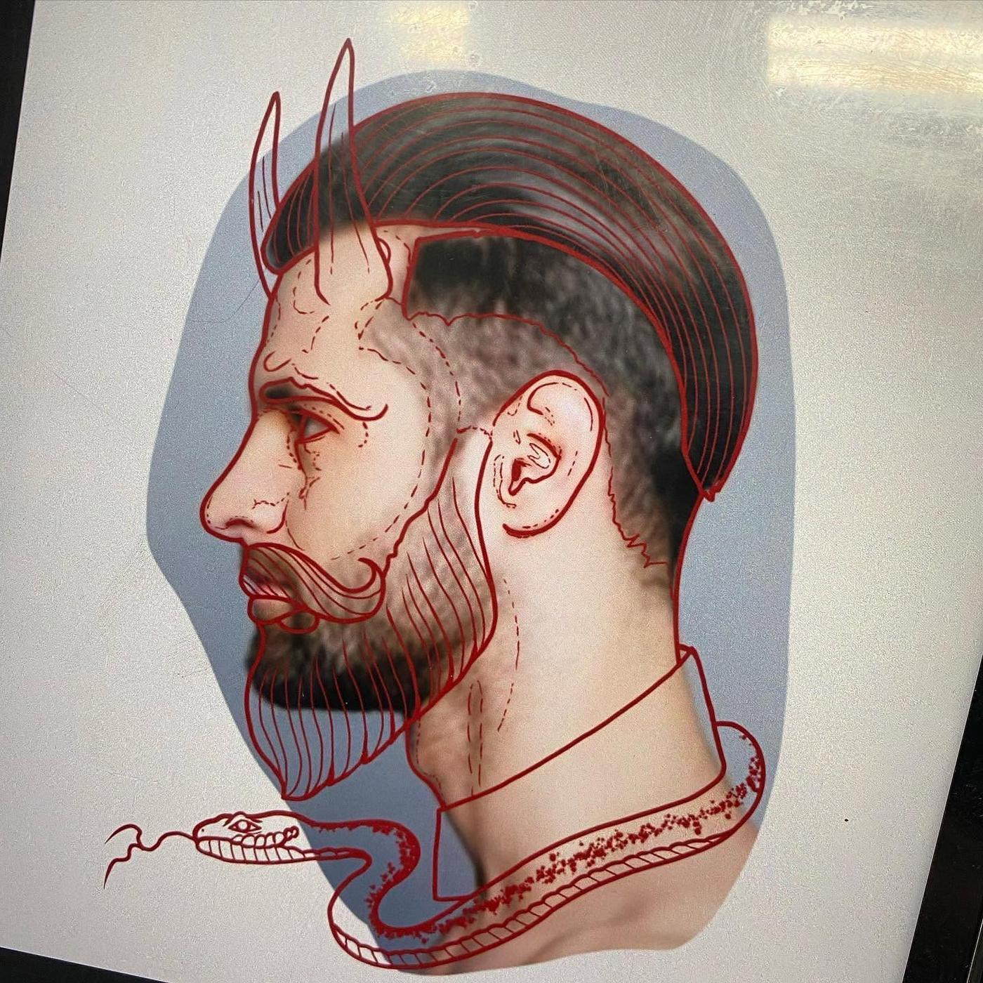 The same tattoo design drawing shown in full