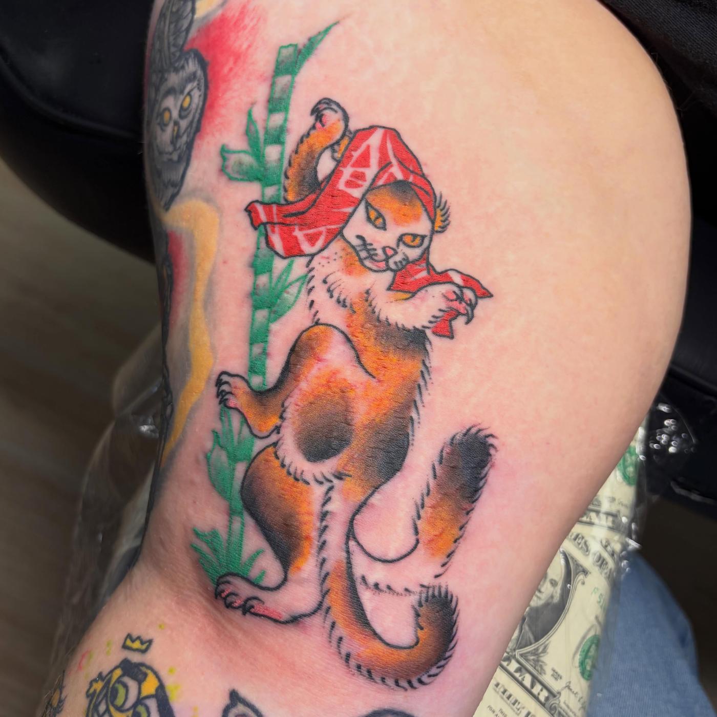 A color traditional monkey tattoo